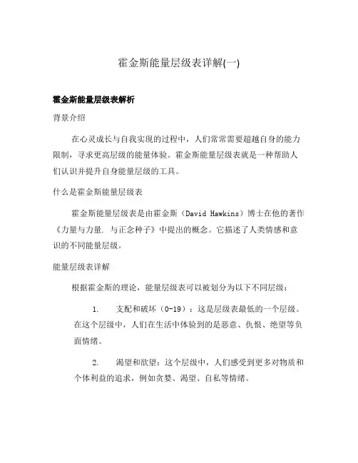 霍金斯能量层级表详解(一)