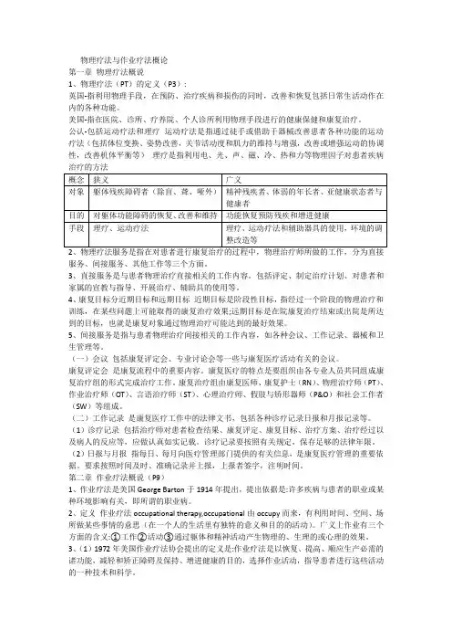 物理疗法与作业疗法概论课稿