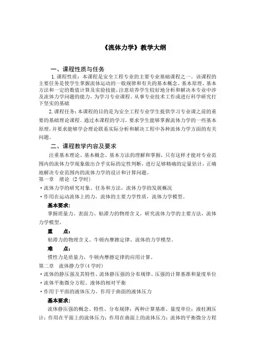 流体力学_教学大纲