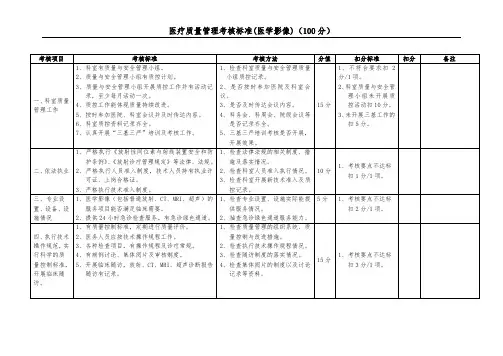 医疗质量管理考核标准(医学影像)(中西医结合医院)
