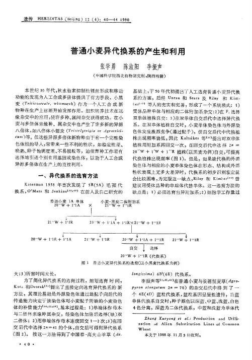 普通小麦异代换系的产生和利用