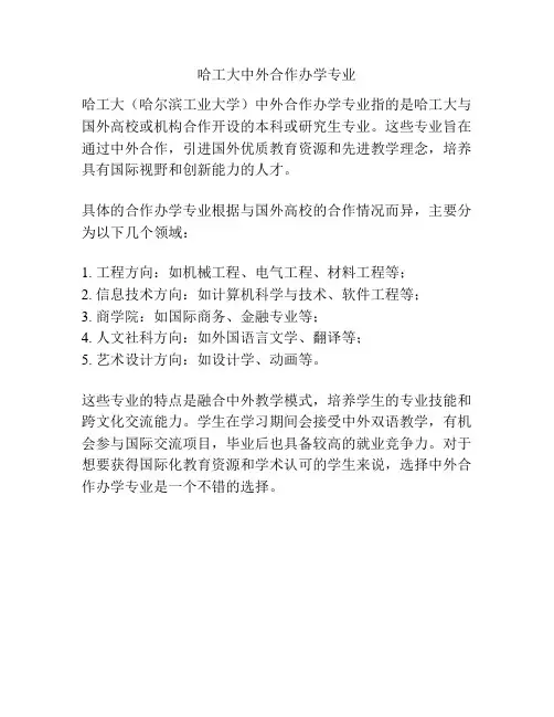 哈工大中外合作办学专业