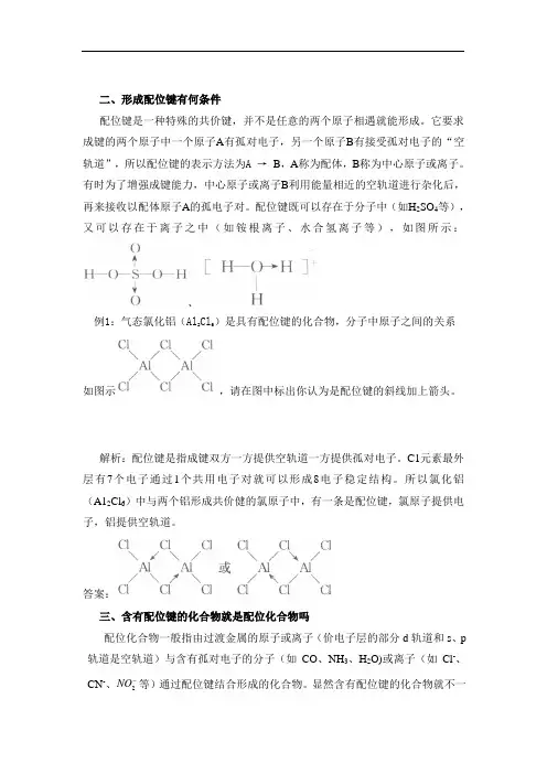 (新人教版)配位键疑难释疑