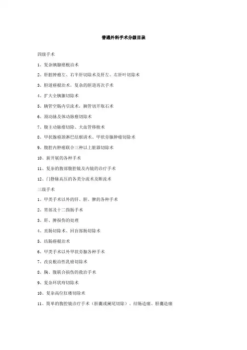 外科手术分级目录