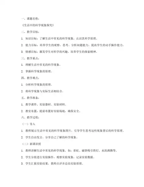 模拟授课实践教案模板范文