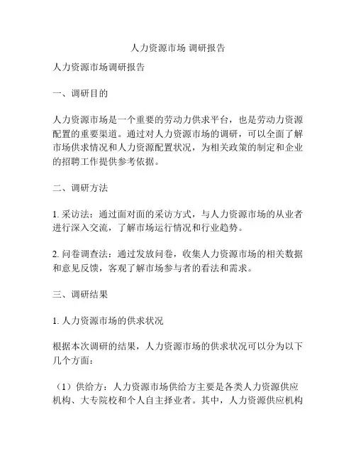 人力资源市场 调研报告