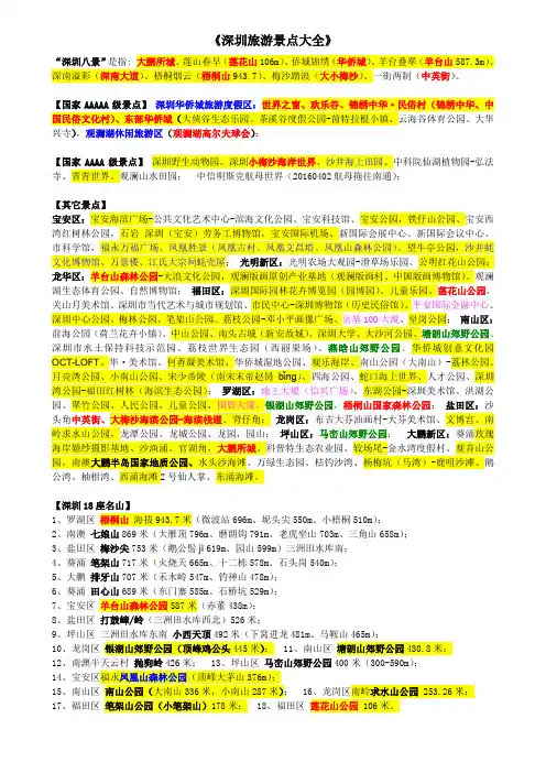 《深圳旅游景点大全》