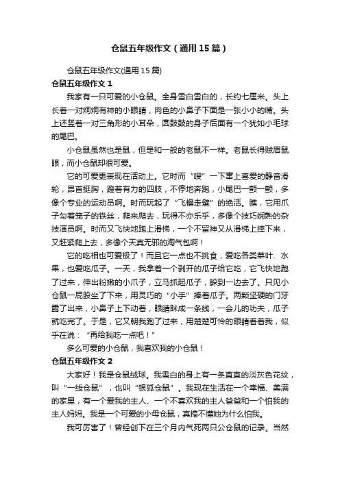 仓鼠五年级作文（通用15篇）