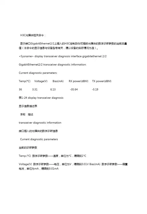 H3C光模块诊断命令