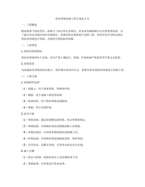 防汛坝埂加固工程方案怎么写