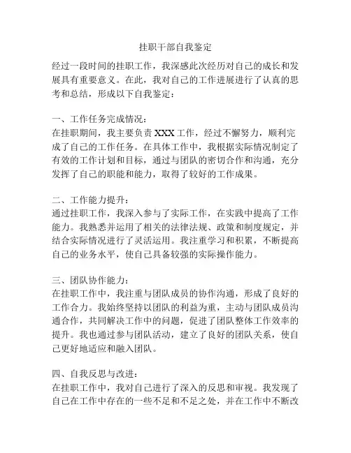 挂职干部自我鉴定