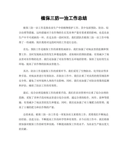 植保三防一治工作总结