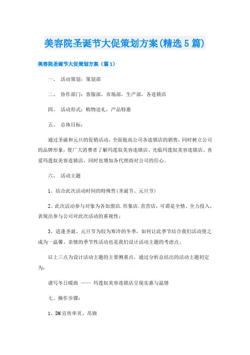 美容院圣诞节大促策划方案(精选5篇)