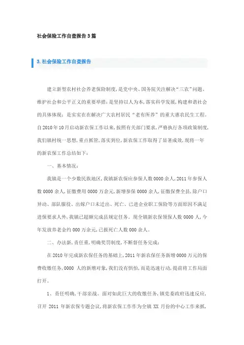 社会保险工作自查报告3篇