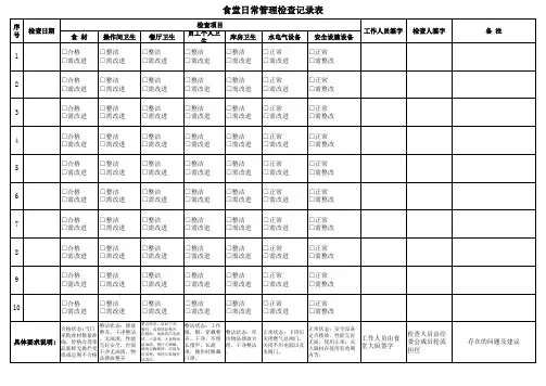 食堂日常检查表