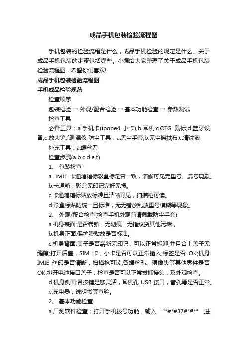 成品手机包装检验流程图