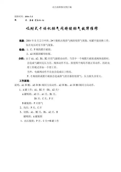 20081220[原创]吸附式干燥机排气阀持续排气故障维修