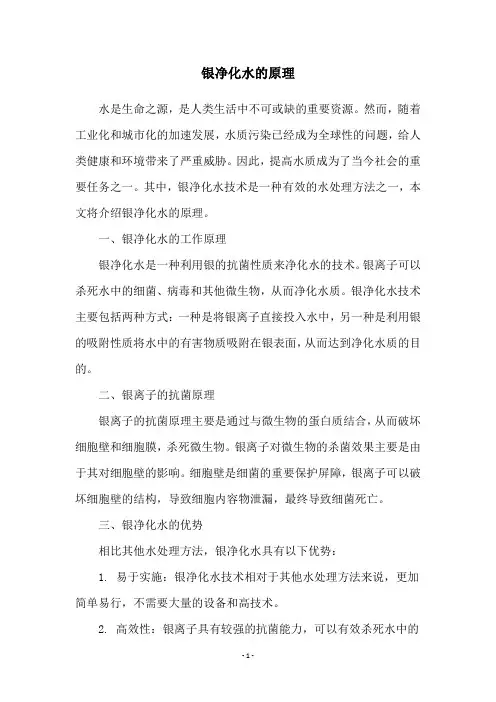 银净化水的原理