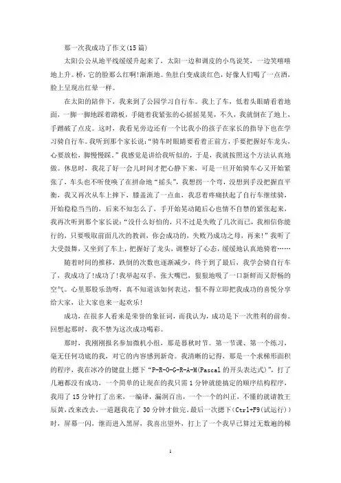 那一次我成功了作文(15篇)(精选)