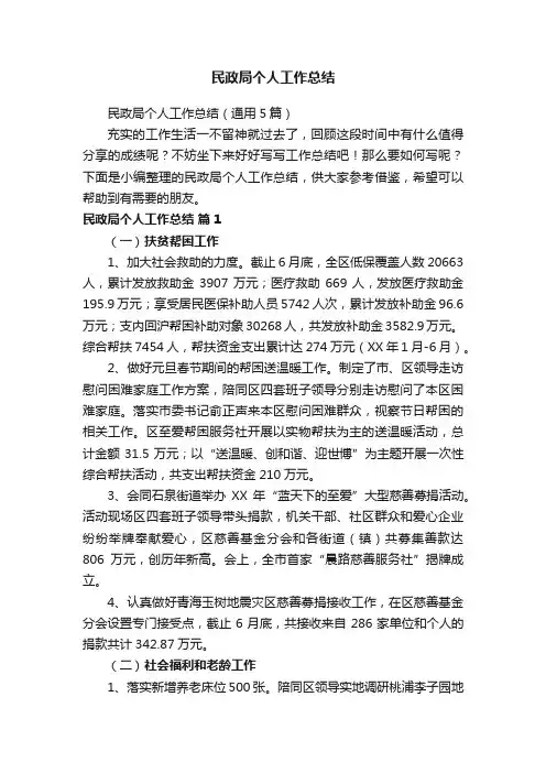 民政局个人工作总结