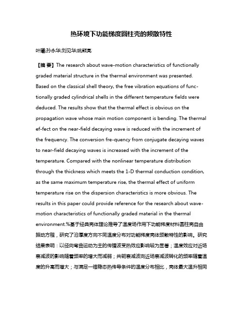 热环境下功能梯度圆柱壳的频散特性