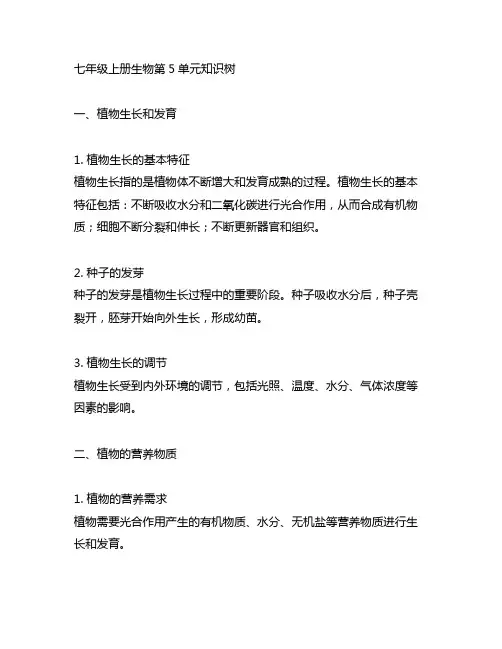 七年级上册生物第5单元知识树