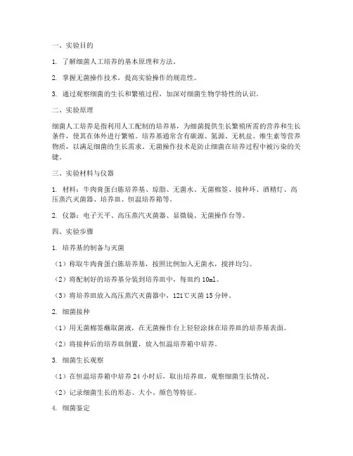 细菌的人工培养实验报告
