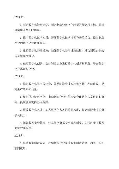 制造业数字化转型三年行动方案