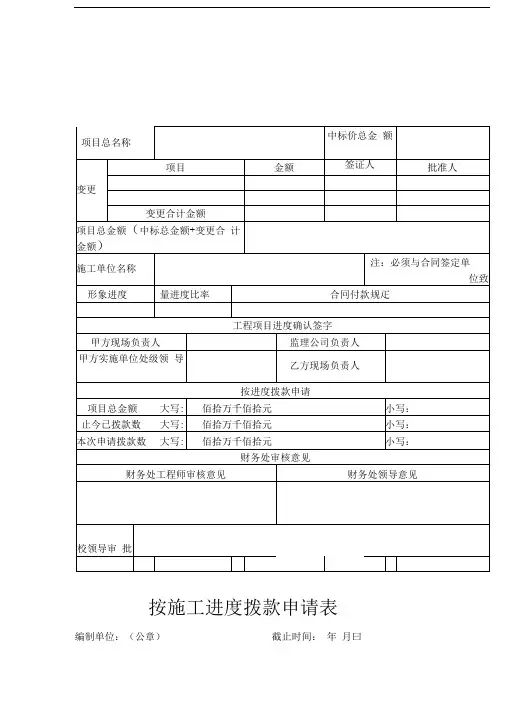 按施工进度拨款申请表