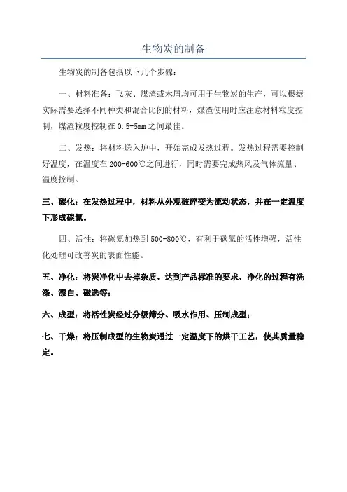 生物炭的制备