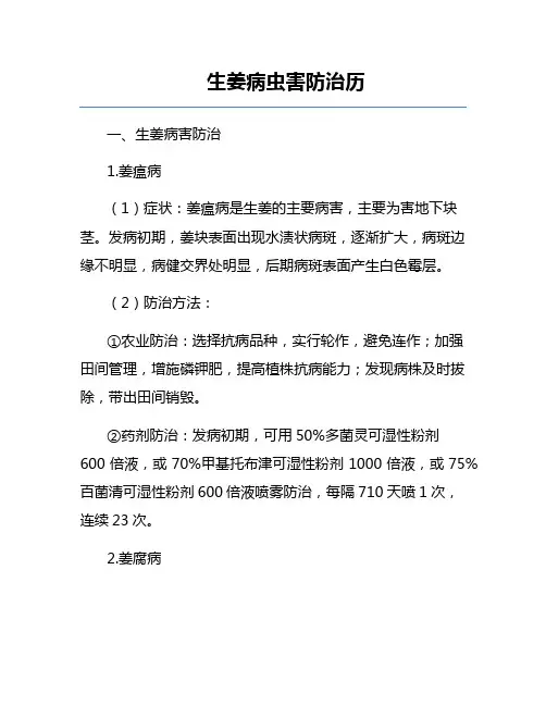 生姜病虫害防治历
