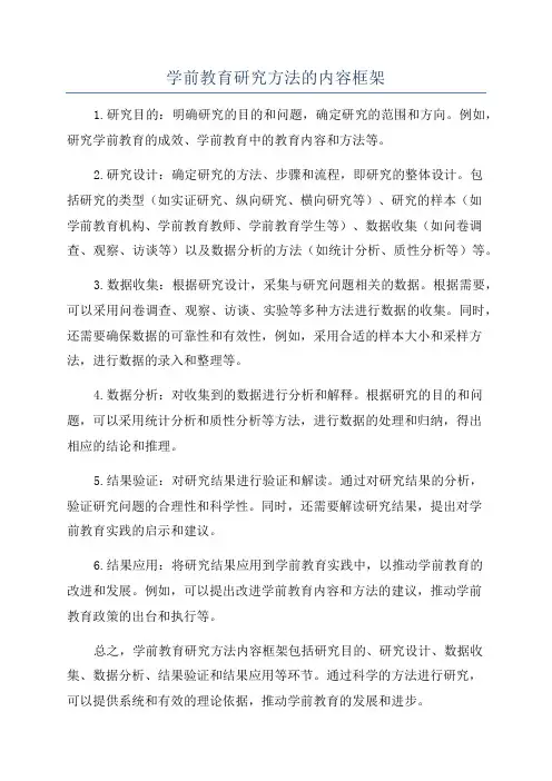 学前教育研究方法的内容框架