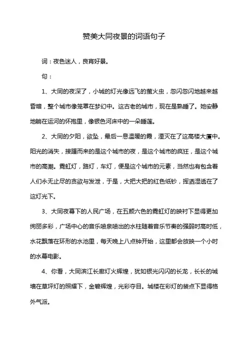 赞美大同夜景的词语句子