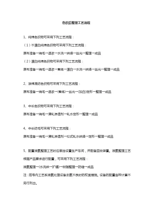 色织后整理工艺流程