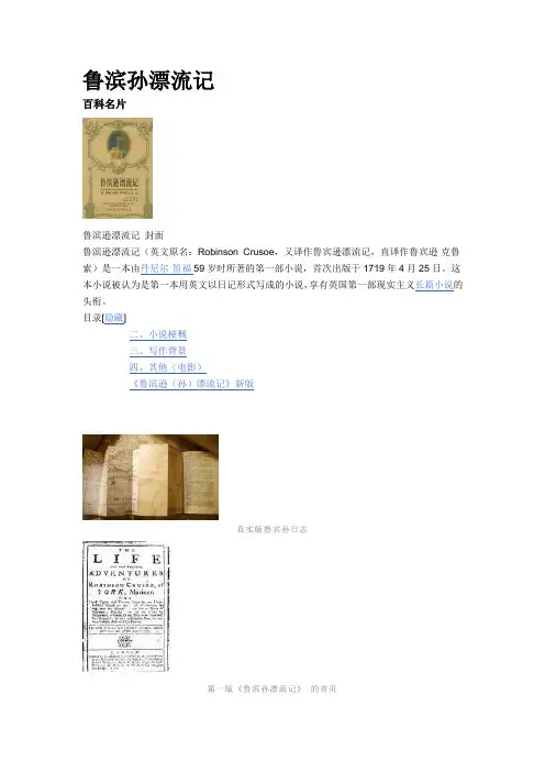 鲁滨孙漂流记简介