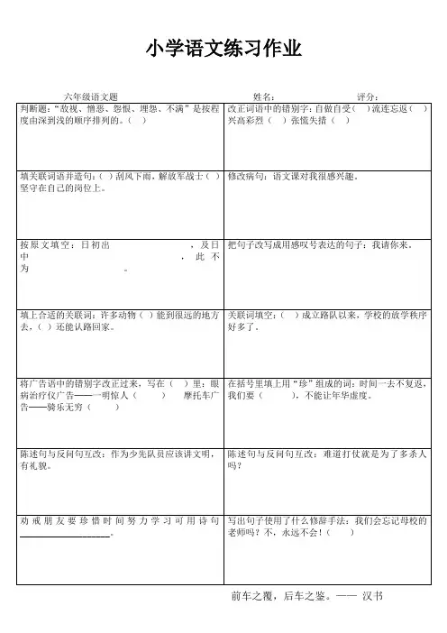 小学六年级语文拓展训练 (98)