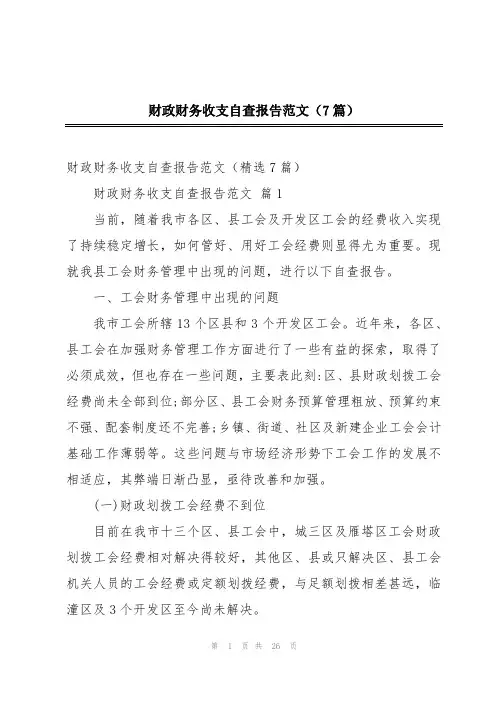 财政财务收支自查报告范文(7篇)
