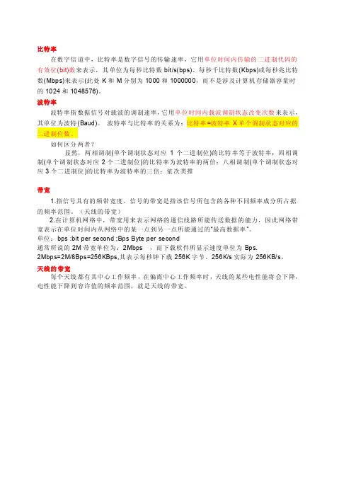 波特率、比特率、带宽