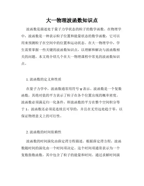 大一物理波函数知识点