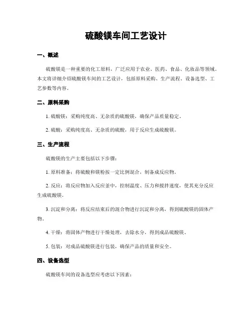 硫酸镁车间工艺设计