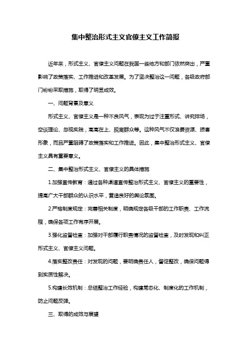 集中整治形式主义官僚主义工作简报