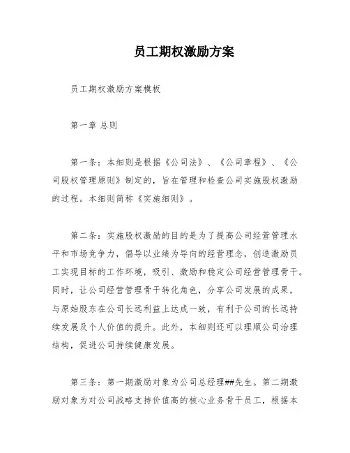 员工期权激励方案