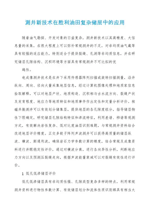 测井新技术在胜利油田复杂储层中的应用