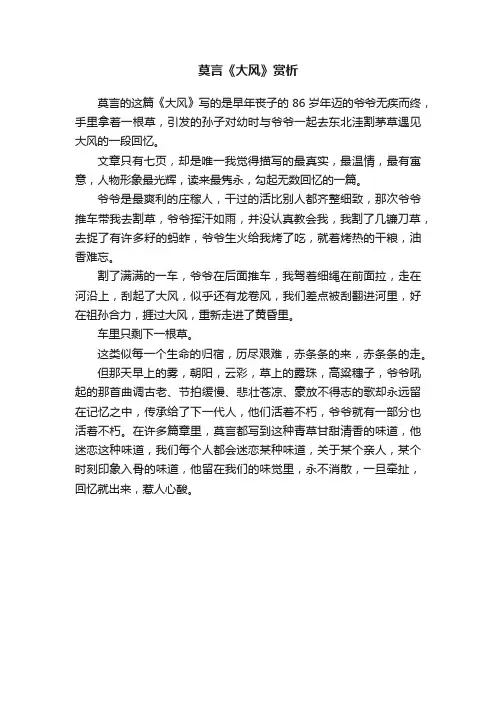 莫言《大风》赏析