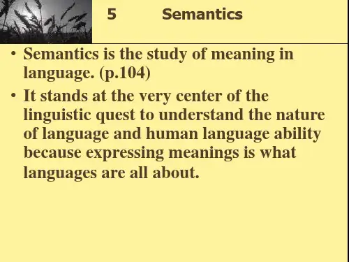 chapter 5  Semantics英语专业语言学PPT