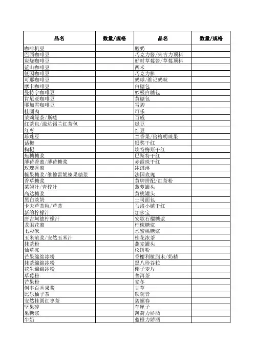 酒吧盘点表