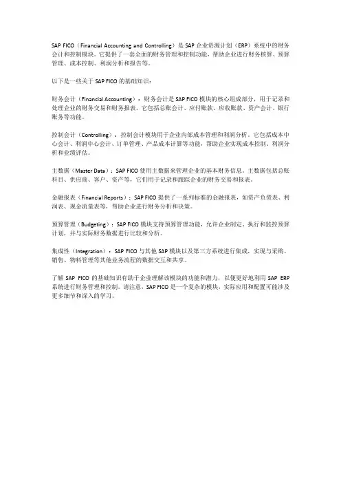 sap fico的基础知识