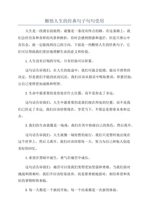 醒悟人生的经典句子句句受用