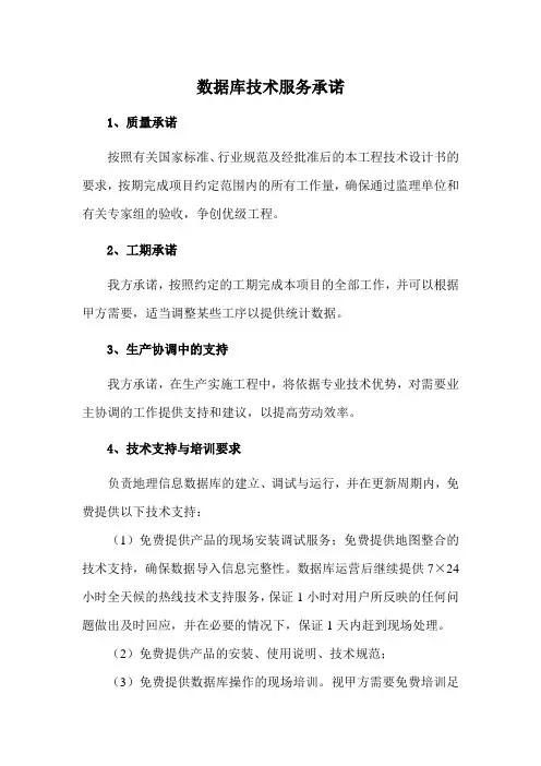 数据库技术服务承诺