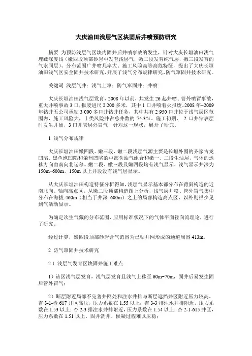大庆油田浅层气区块固后井喷预防研究